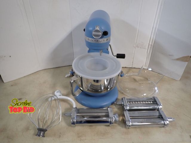 Lot 59-21021 - Kitchen Aid Professional 600 Mixer with Attachments, Matte Blue Color