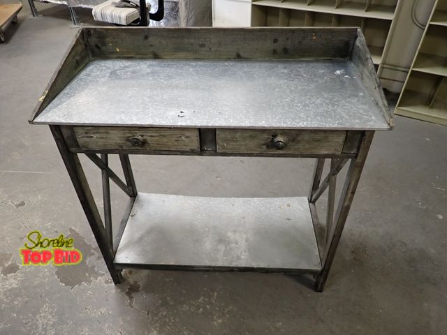 Lot 59-13063 - Shabby Chic Display Desk with 2 Drawers 33 1/2" long x 15 1/2" wide x 34" high. Bottom back edging n...