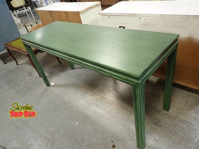 Lot 59-50241 - Emerald green console table vary sturdy 29"H X 60"W X 20"Depth excellent condition