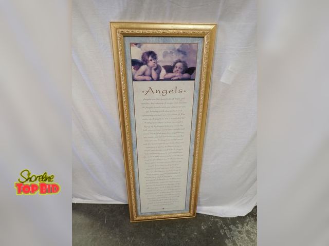 Lot 59-20143 - Vintage Framed "Angels" Inspirational Wall Hanging 39" x 14 1/2"