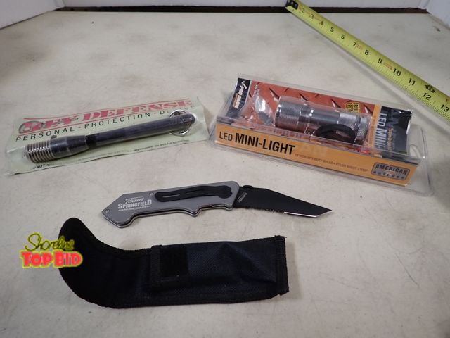 Lot 59-41469 - Tactical Solingen Germany Lock Blade Knife, Key Defense Device &amp; LED Mini Light, New