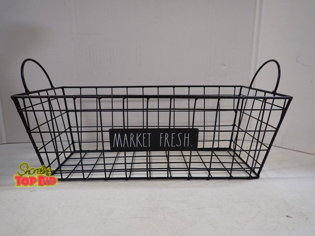 Lot 59-43422 - Rae Dunn Market Fresh Wire Basket with Handles 6" x 16 1/2" x 8"