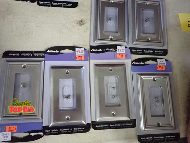 Lot 59-21217 - 6 Wall Switch Face Plates, Brushed Nickel.  Benefits YMCA Camp Pendalouan