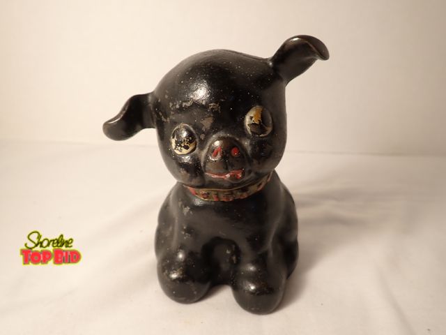 Lot 59-20175 - Antique Cast Iron "Fido" Puppy Dog Still Bank by Hubley 5" tall. Est. Value $50 - $100