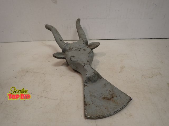 Lot 59-14442 - Vintage Boot Jack and Scraper "Texas Longhorn" Painted Cast Iron