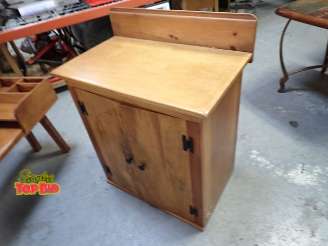 Lot 59-24081 - Antique Rare Dry Sink with Double Door Storage Area, 3 Shelves