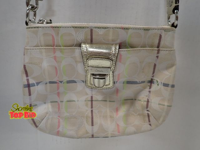 Lot 59-43265 - Authentic Coach Bag Tattersall Signature Swing Pack Multicolor Handbag, Used
