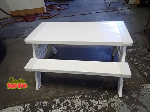 Lot 59-43908 - Child Size Picnic Table Made in USA "Kidnic", Easy Assembly - 38x 17" Double Benches - 22" high