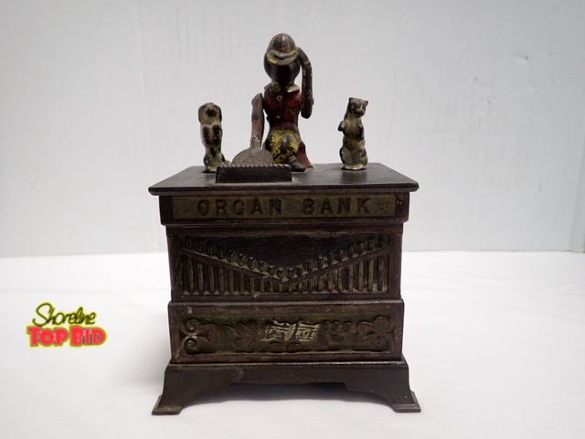 Lot 59-10240 - Original Kyser &amp; Rex Cast Iron Mechanical Organ Bank, Circa 1882, American