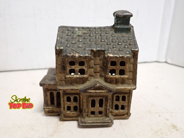 Lot 59-14216 - Antique Cast Iron "Colonial House with Porch" Still Bank, 1910 to the early 1930s by A.C. Williams 3...