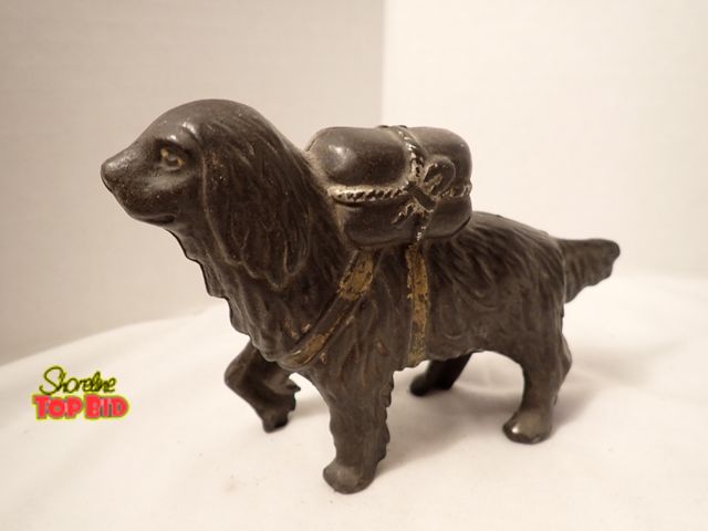 Lot 59-13100 - Antique Cast Iron St. Bernard Rescue Dog 6" long by A.C. Williams, Early 1900s, Value $40 - $60
