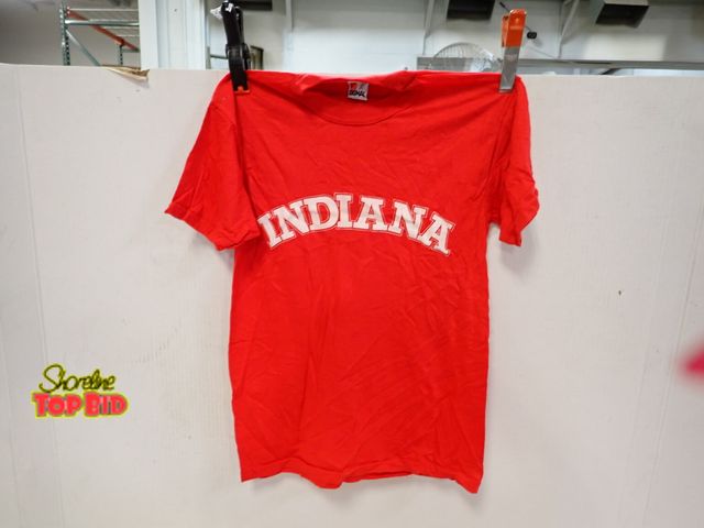 Lot 59-13139 - New Old Stock Vintage 1980s-1990s Vibrant Red Style Indiana University T-Shirt- Size Small, Made in ...