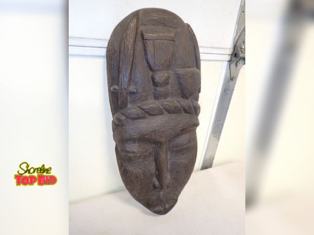Lot 59-30030 - W. African F. Oscelin Haiti Hand Carved Wooden 24 x 11 Mask
