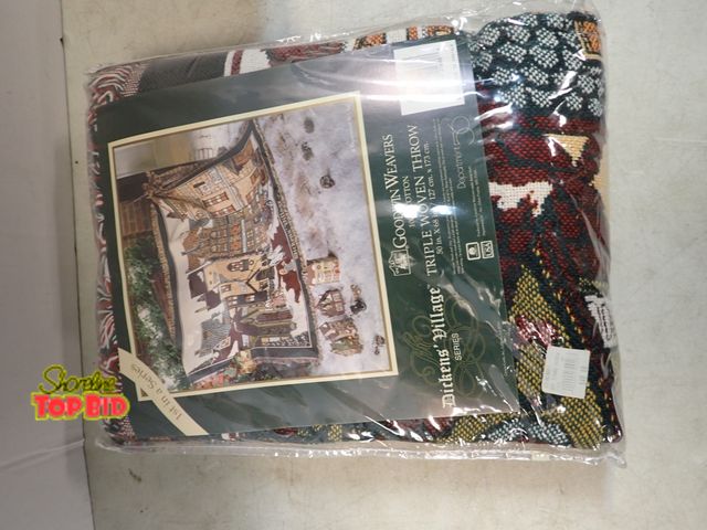 Lot 59-41550 - New Old Stock Dickens Village Series 100% Cotton Triple Woven Throw 50" x 68"