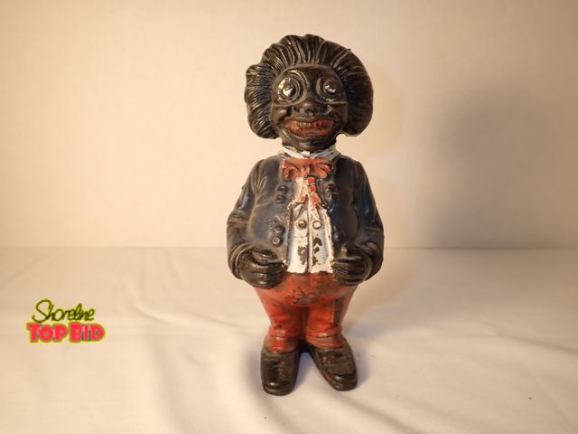 Lot 59-20209 - Antique Cast Iron Golliwog Still Bank by John Harper in England 1910s to 1920s, 6" tall, Est. Value ...