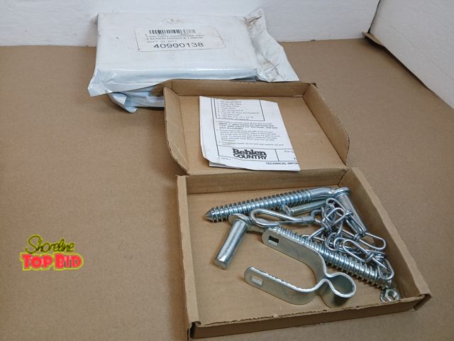 Lot 59-71037 - New Metal Lot Of 3 -Fence Gate Hardware Kit Screw Hooks Hinges 1 5/8 in dia Zinc Behlen