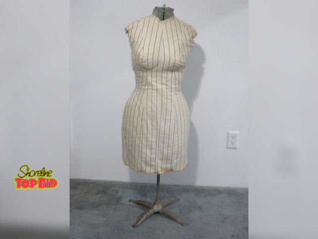 Lot 59-10036 - 47" tall dress form, stain on cloth at bottom of form (shown in listing pictures)
