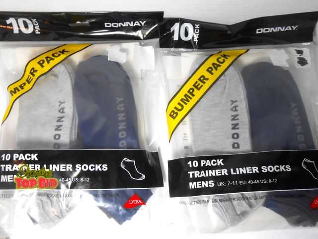 Lot 59-74328 - 20 Pair NEW No-Show Socks Size 8-12.  2 Packs of 10 each. 10 Gray &amp; 10 Black.