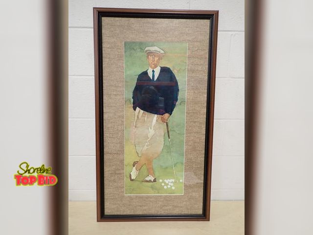 Lot 59-13060 - Framed Artwork Popular Print "The Golfer" aka Vintage Male Golfer by American Artist and Illustrator...