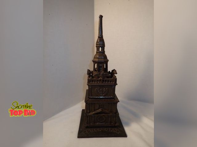 Lot 59-13094 - Antique Cast Iron Independence Hall Tower Bank by Enterprise, Circa 1875 to 1876 to Commemorate the ...