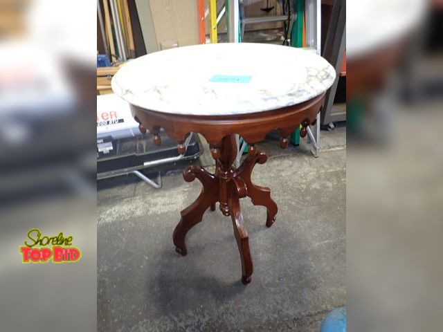 Lot 59-10079 - Rare Pedestal Antique Marble Top Parlor Table Victorian Era 28 1/2" x 22" Diameter