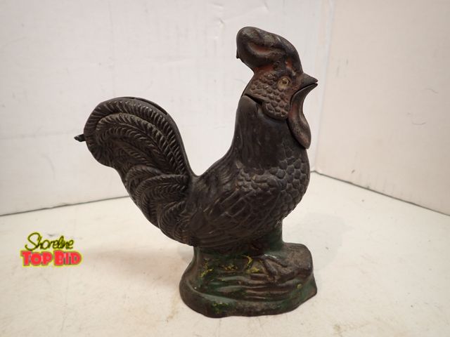 Lot 59-14517 - Antique Cast Iron Mechanical Rooster Bank by Kyser &amp; Rex Company 1880-1890, Working - This is Hi...