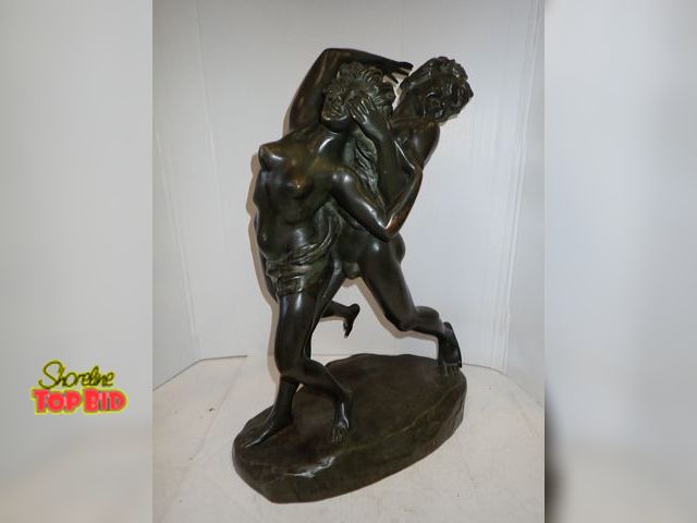 Lot 59-10038 - Signed, Bronze Sculpture by Belgian Artist Jef Lambeaux (1852-1908) titled Nymph and Faun "Surprise"...