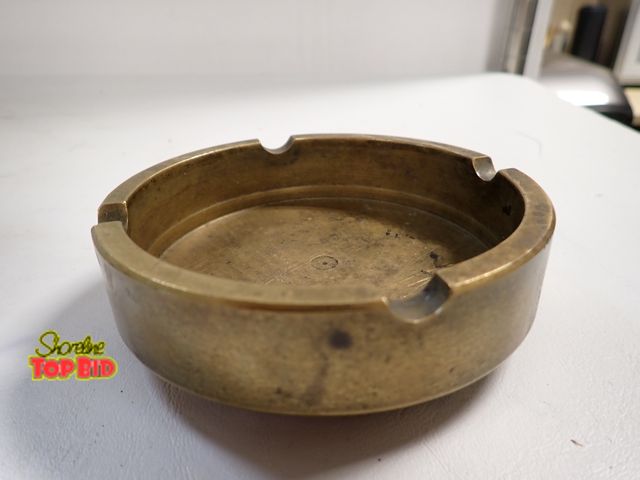 Lot 59-14342 - Heavy Brass 4-Slot Ashtray 4 1/2" dia x 1 3/8" tall