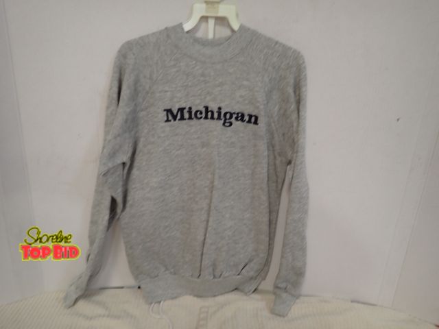 Lot 59-13158 - New Old Stock Vintage 1980s-1990s Crewneck Sweatshirt and Pants featuring Michigan in Navy Blue Bloc...