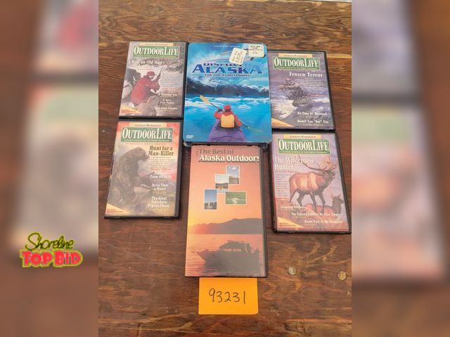 Lot 59-93231 - Outdoor Media Lot! Includes four books on cassette, 1 VHS, and 1 DVD set! See photos for details!