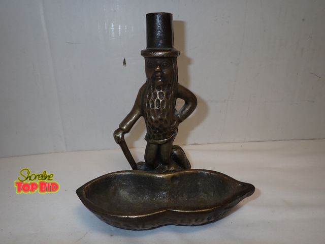Lot 59-14099 - Very Rare Bronze Mr. Peanut Tray, can be used for trinkets, coins, nuts, etc. 7" tall x 6 1/2" diame...