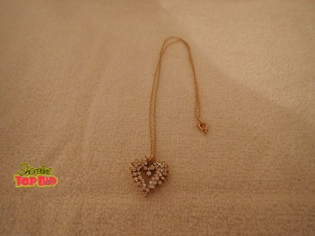 Lot 59-43320 - Gold-Tone Heart Pendant Necklace Adorned with Clear Rhinestones
