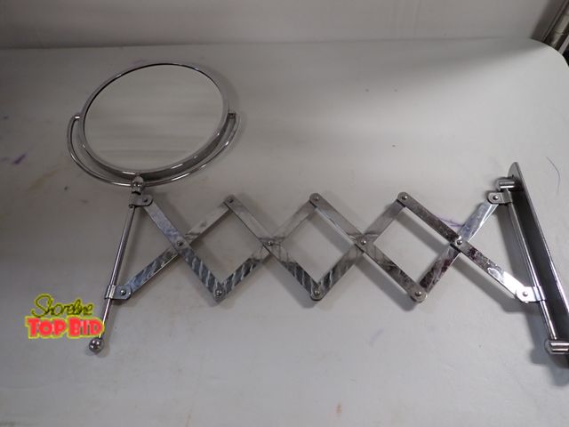 Lot 59-14336 - Vintage Double Face Swivel Magnifying Mirro with Scissor Action Wall Mount, Like New