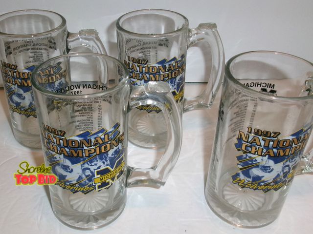 Lot 59-74528 - Set of 4 Michigan Wolverines 1997 National Championship Schedule Mugs - No Flaws - Neat Item, Great ...