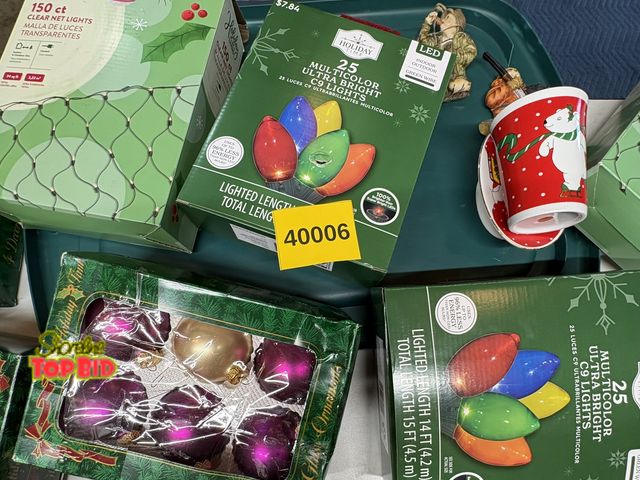 Lot 59-40006 - New Christmas lights ans various decorations.