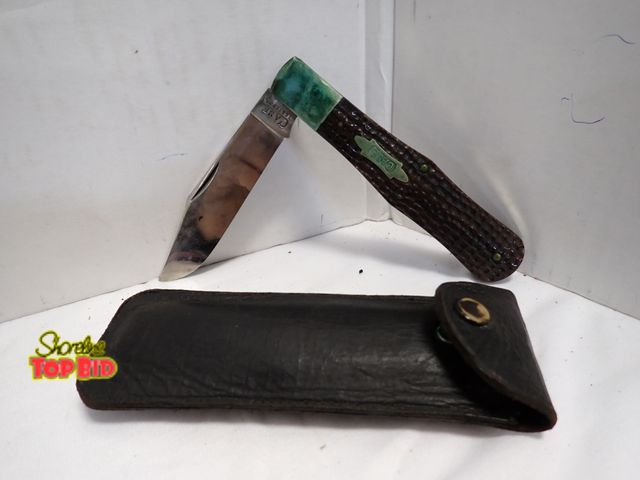 Lot 59-10399 - Rare Case XX Tested 9 1/2" Total Length 4 1/4" Blade with Leather Case, Coke Bottle Shaped Handle