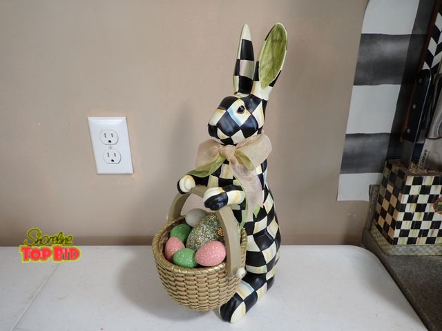Lot 59-10951 - Mackenzie-Childs Courtly Check Rabbit, The Cutest Bunny Figurine with Decorative Eggs