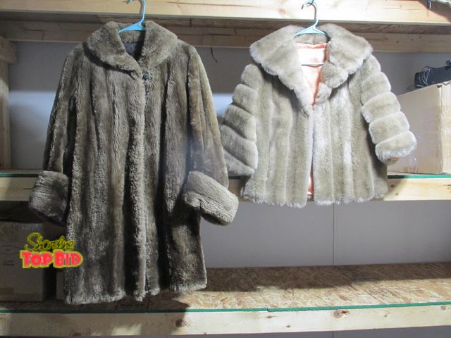 Lot 59-10018 - Lot of 2 vintage fur coats, good condition.  Longer, darker coat is from Cherin's furs , Muskegon.  ...