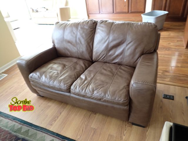 Lot 59-33645 - Brown Leather Loveseat, Good Condition