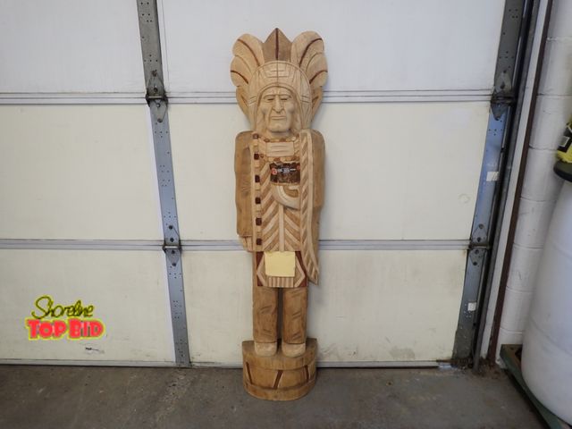 Lot 59-50024 - 58" Wood Carved Native American Indian Cigar Store Chief