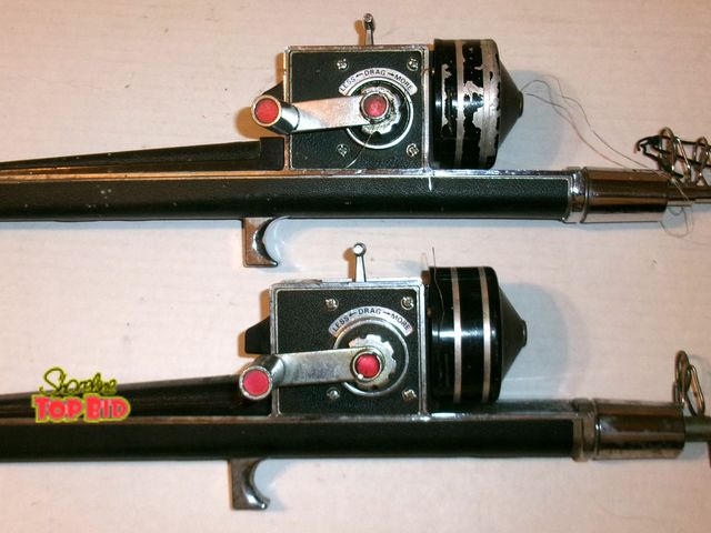 Lot 59-74549 - 2 Vintage 70s St. Croix Fishing Machine 5' Telescope Fishing Rod/Reel - appear functional.