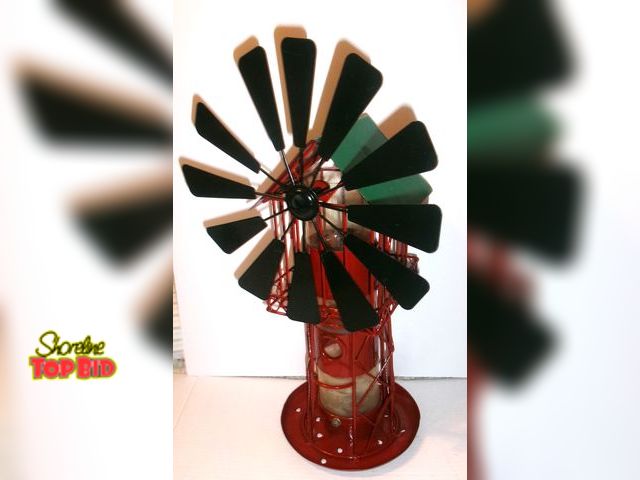 Lot 59-74492 - Too Cute! Large 19" 2 Level Hanging Windmill Bird Feeder.