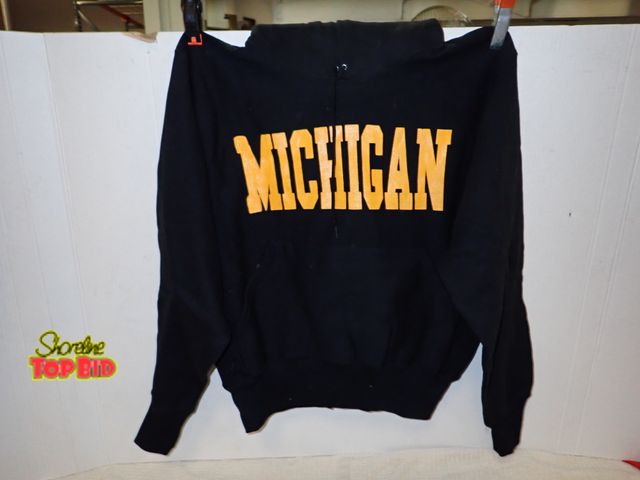 Lot 59-13153 - New Old Stock Vintage 1980s-1990s Block University of Michigan Hoodie Sweatshirt - Size Medium, Made...