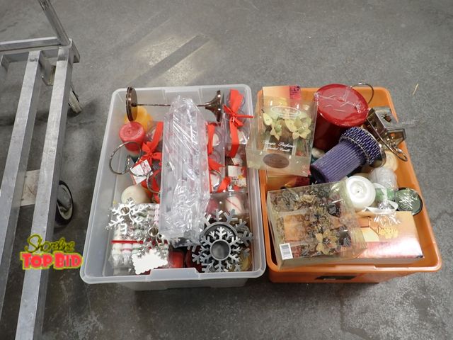 Lot 59-41805 - 2 Large totes full of candles and some holders