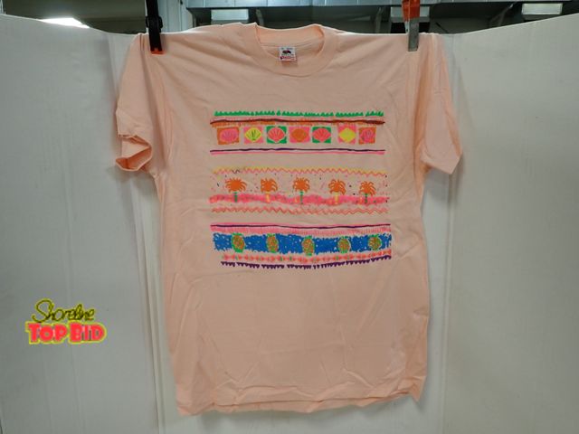 Lot 59-45148 - New Old Stock Fruit of the Loom T-Shirt "Hot Tropics" Raised Puff-Paint Finishes Vintage 1980s - 199...