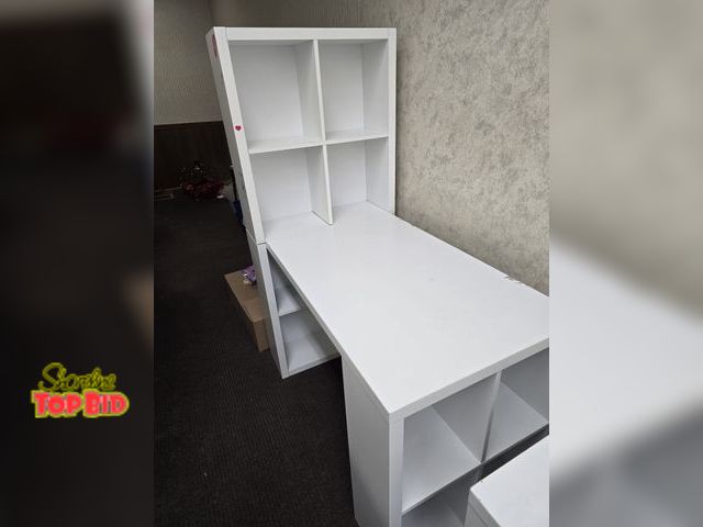 Lot 59-76026 - Craft table with extra cubbys. Has some ware and some stickers on it