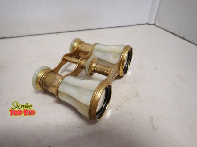 Lot 59-14274 - Antique LeMaire Fi of Paris Opera Glasses, Brass with Iridescent Mother of Pearl Inlays, between lat...