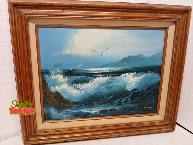 Lot 59-71008 - Paintings Ocean oil painting By Tamayo 21x17 nice vintage condition