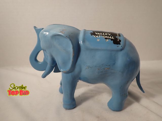 Lot 59-13116 - Cast Aluminum Mechanical Elephant Coin Bank Promotional Item Valley National Bank "Gar-Ru" by Ru-Gar...