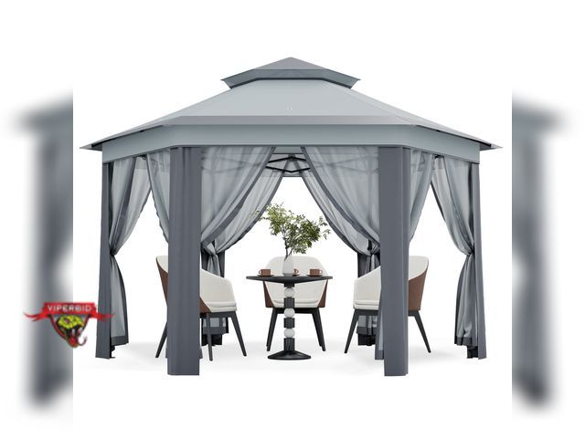 Lot 7-131400 - Garvee 13'x13' Hexagonal Pop-Up Gazebo Tent with Mosquito Netting - 6-Sided Instant Outdoor Canopy.